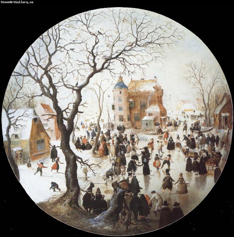 Hendrick Avercamp A Winter Scene with Skaters near a Castle